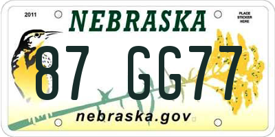 NE license plate 87GG77