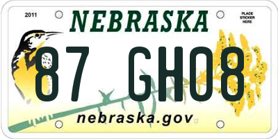 NE license plate 87GH08