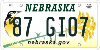 NE license plate 87GI07