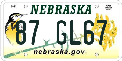 NE license plate 87GL67
