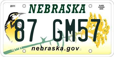 NE license plate 87GM57
