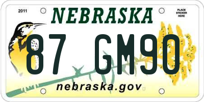NE license plate 87GM90
