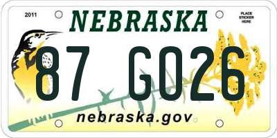 NE license plate 87GO26