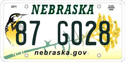 NE license plate 87GO28