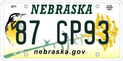 NE license plate 87GP93