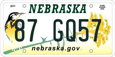 NE license plate 87GQ57