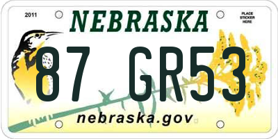 NE license plate 87GR53