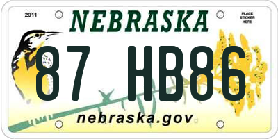 NE license plate 87HB86