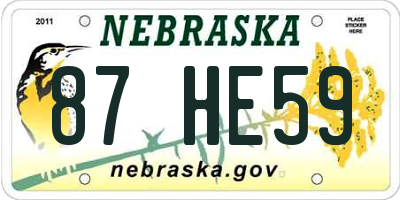 NE license plate 87HE59