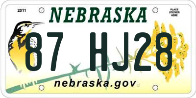 NE license plate 87HJ28