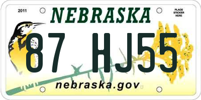 NE license plate 87HJ55