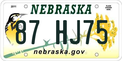 NE license plate 87HJ75