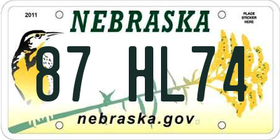 NE license plate 87HL74