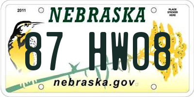 NE license plate 87HW08