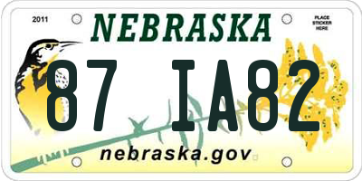 NE license plate 87IA82