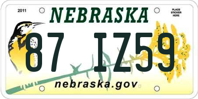 NE license plate 87IZ59