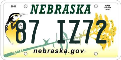 NE license plate 87IZ72