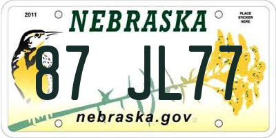 NE license plate 87JL77