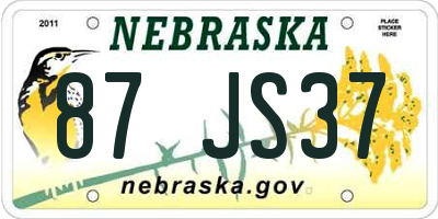 NE license plate 87JS37