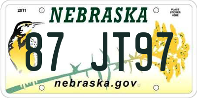 NE license plate 87JT97