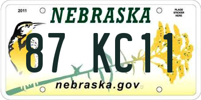 NE license plate 87KC11