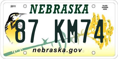 NE license plate 87KM74