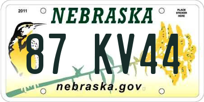NE license plate 87KV44