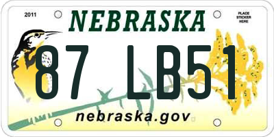 NE license plate 87LB51