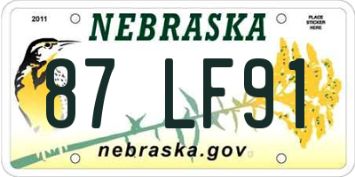 NE license plate 87LF91