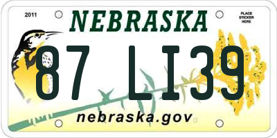 NE license plate 87LI39