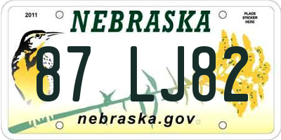 NE license plate 87LJ82