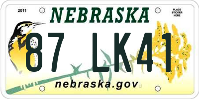 NE license plate 87LK41