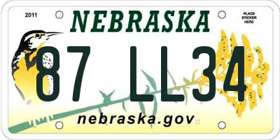 NE license plate 87LL34