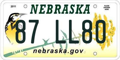 NE license plate 87LL80