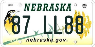 NE license plate 87LL88