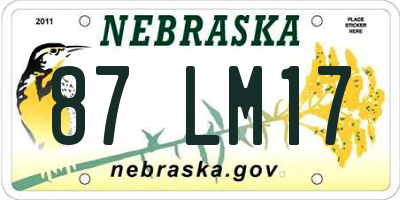 NE license plate 87LM17