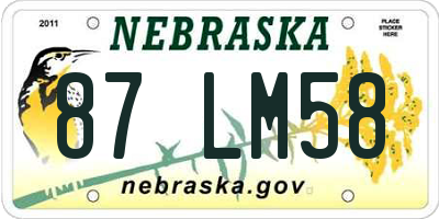 NE license plate 87LM58