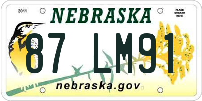 NE license plate 87LM91