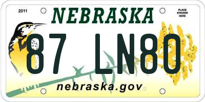 NE license plate 87LN80