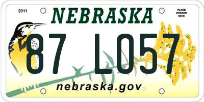 NE license plate 87LO57