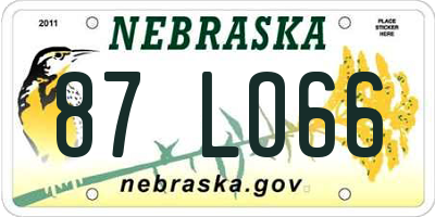 NE license plate 87LO66