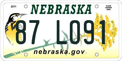 NE license plate 87LO91