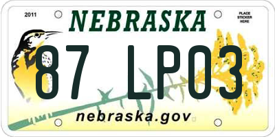 NE license plate 87LP03