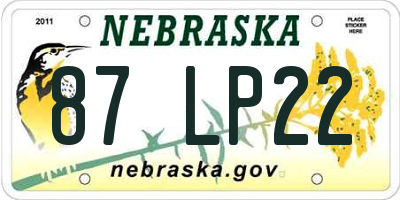 NE license plate 87LP22