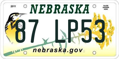 NE license plate 87LP53