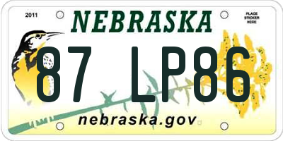 NE license plate 87LP86