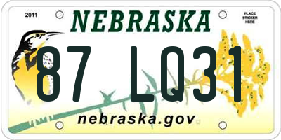NE license plate 87LQ31