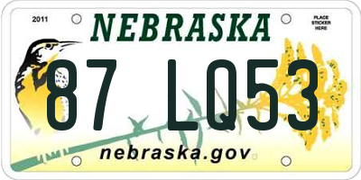 NE license plate 87LQ53
