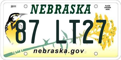 NE license plate 87LT27