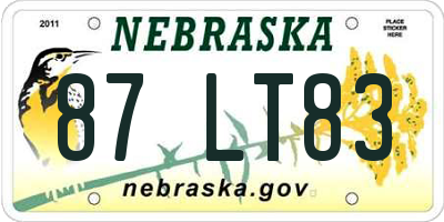 NE license plate 87LT83